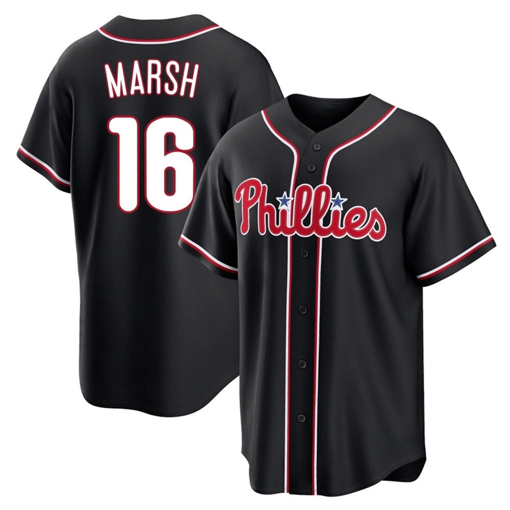 Fenge P.Phillies #16 Brandon Marsh Player Black Fashion Out Home Game Stitched Jerseys