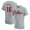 Fenge P.Phillies #16 Brandon Marsh Player Gray Home Limited Elite Stitched Jerseys