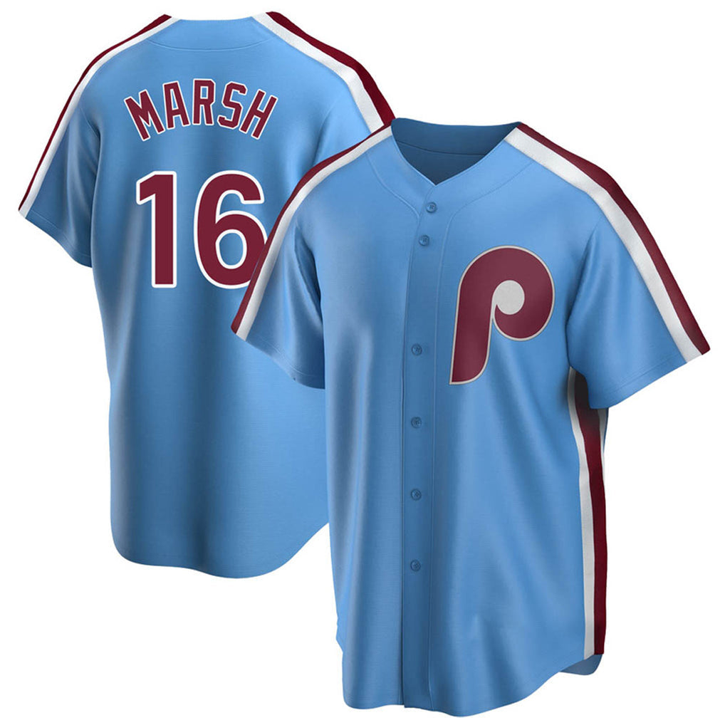 Fenge P.Phillies #16 Brandon Marsh Player Light Blue Home Game Stitched Jerseys