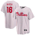 Fenge P.Phillies #16 Brandon Marsh Player White Home Game Stitched Jerseys