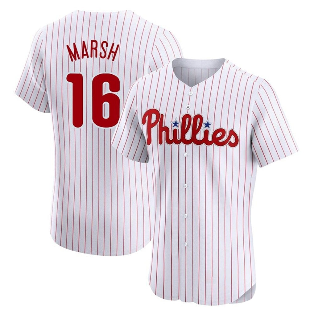 Fenge P.Phillies #16 Brandon Marsh Player White Home Limited Elite Stitched Jerseys
