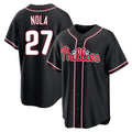 Fenge P.Phillies #27 Aaron Nola Player Black Fashion Out Home Game Stitched Jerseys
