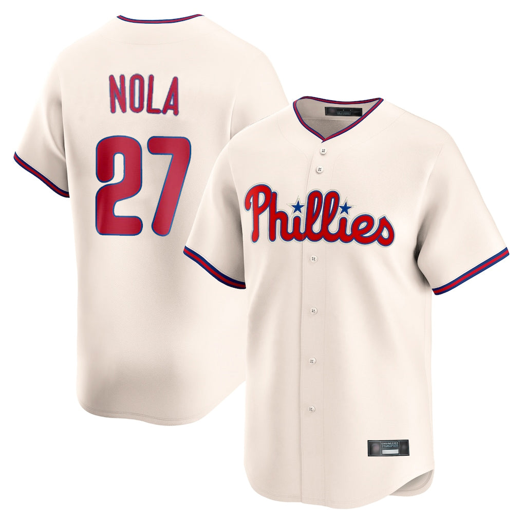 Fenge P.Phillies #27 Aaron Nola Player Cream Home Limited Stitched Jerseys