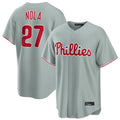 Fenge P.Phillies #27 Aaron Nola Player Gray Home Game Stitched Jerseys