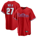 Fenge P.Phillies #27 Aaron Nola Player Red Home Game Stitched Jerseys