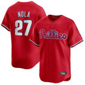 Fenge P.Phillies #27 Aaron Nola Player Red Home Limited Stitched Jerseys
