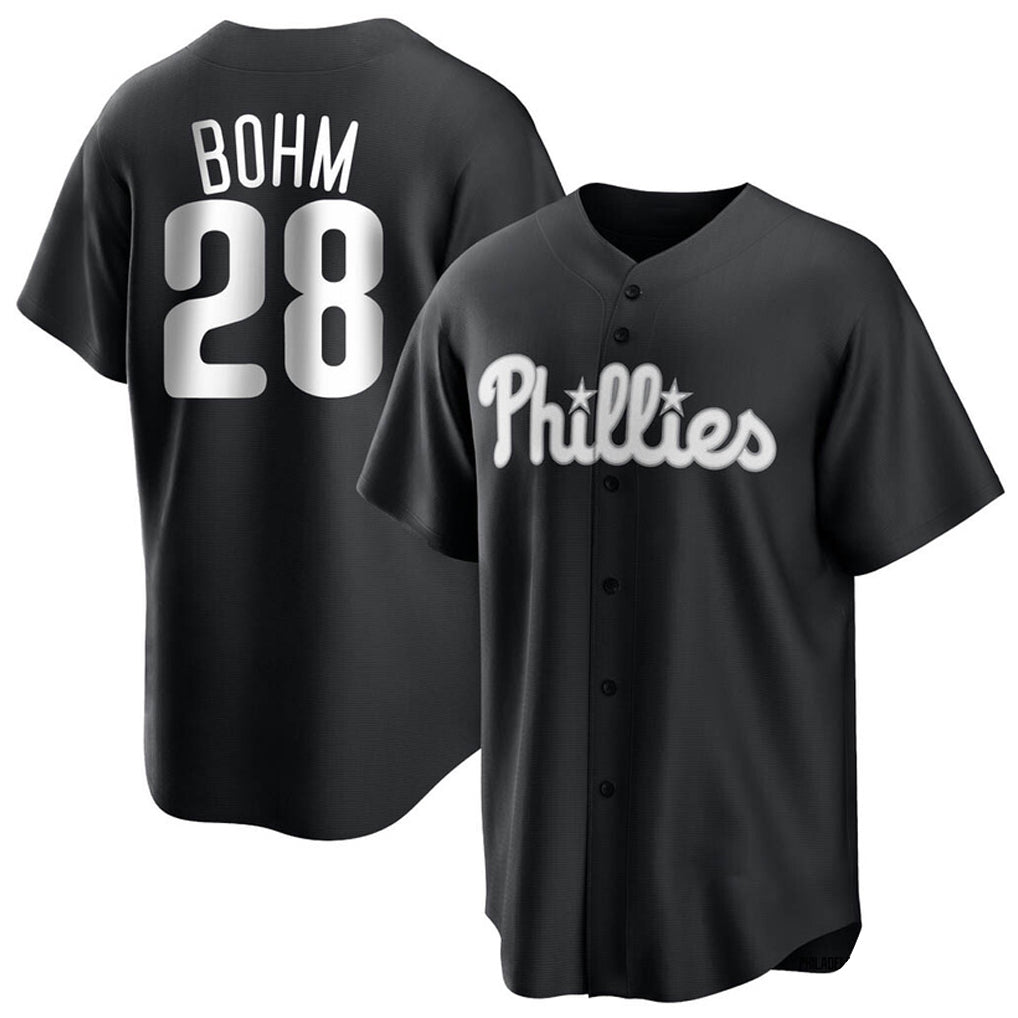 Fenge P.Phillies #28 Alec Bohm Player Black Home Game Stitched Jerseys