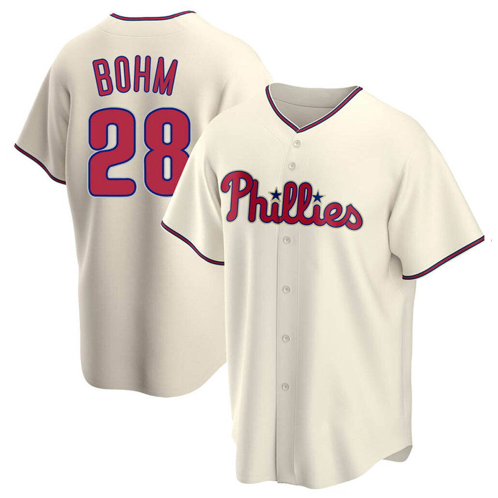Fenge P.Phillies #28 Alec Bohm Player Cream Home Game Stitched Jerseys