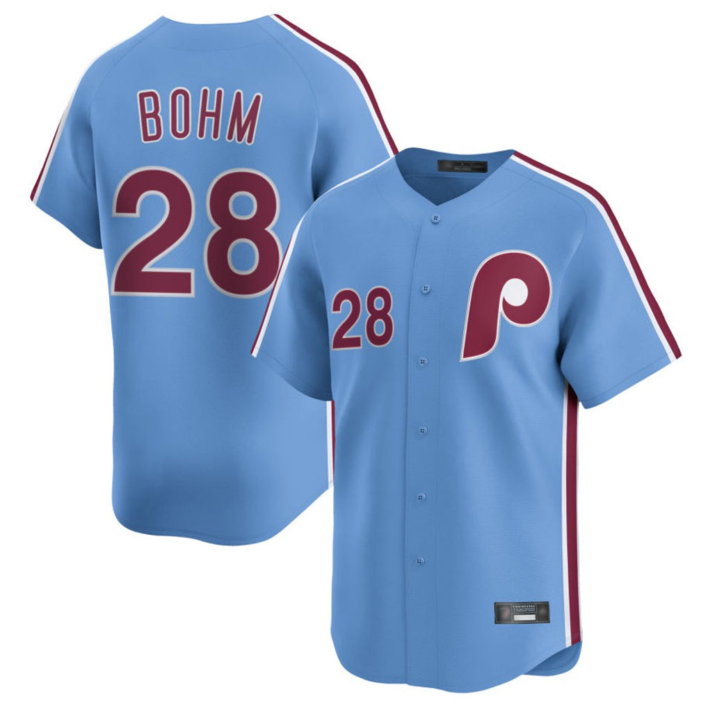 Fenge P.Phillies #28 Alec Bohm Player Light Blue Home Limited Stitched Jerseys