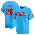 Fenge P.Phillies #28 Alec Bohm Player Light Blue Phillies & Eagles Vapor Premier Limited Home Stitched Jerseys