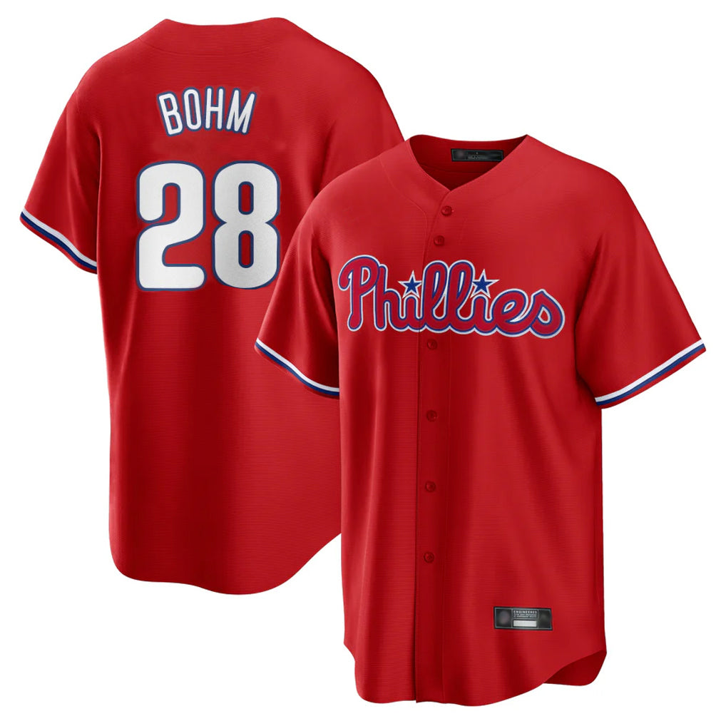 Fenge P.Phillies #28 Alec Bohm Player Red Home Game Stitched Jerseys