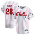 Fenge P.Phillies #28 Alec Bohm Player White Pinstripe Phillies & Eagles Vapor Premier Limited Stitched Jerseys