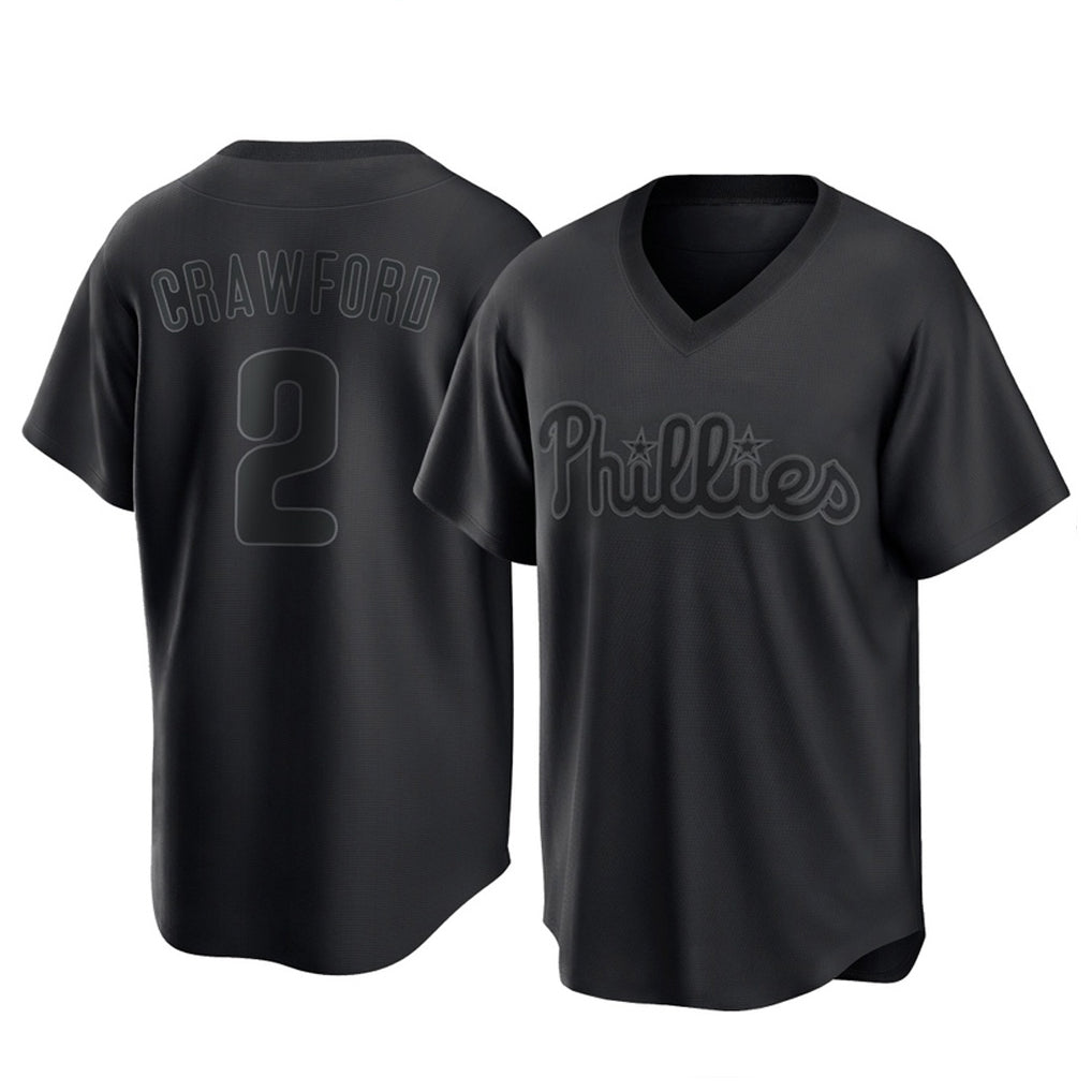 Fenge P.Phillies #2 Justin Crawford Player Black Pitch Fashion Limited T-shirt Stitched Jerseys