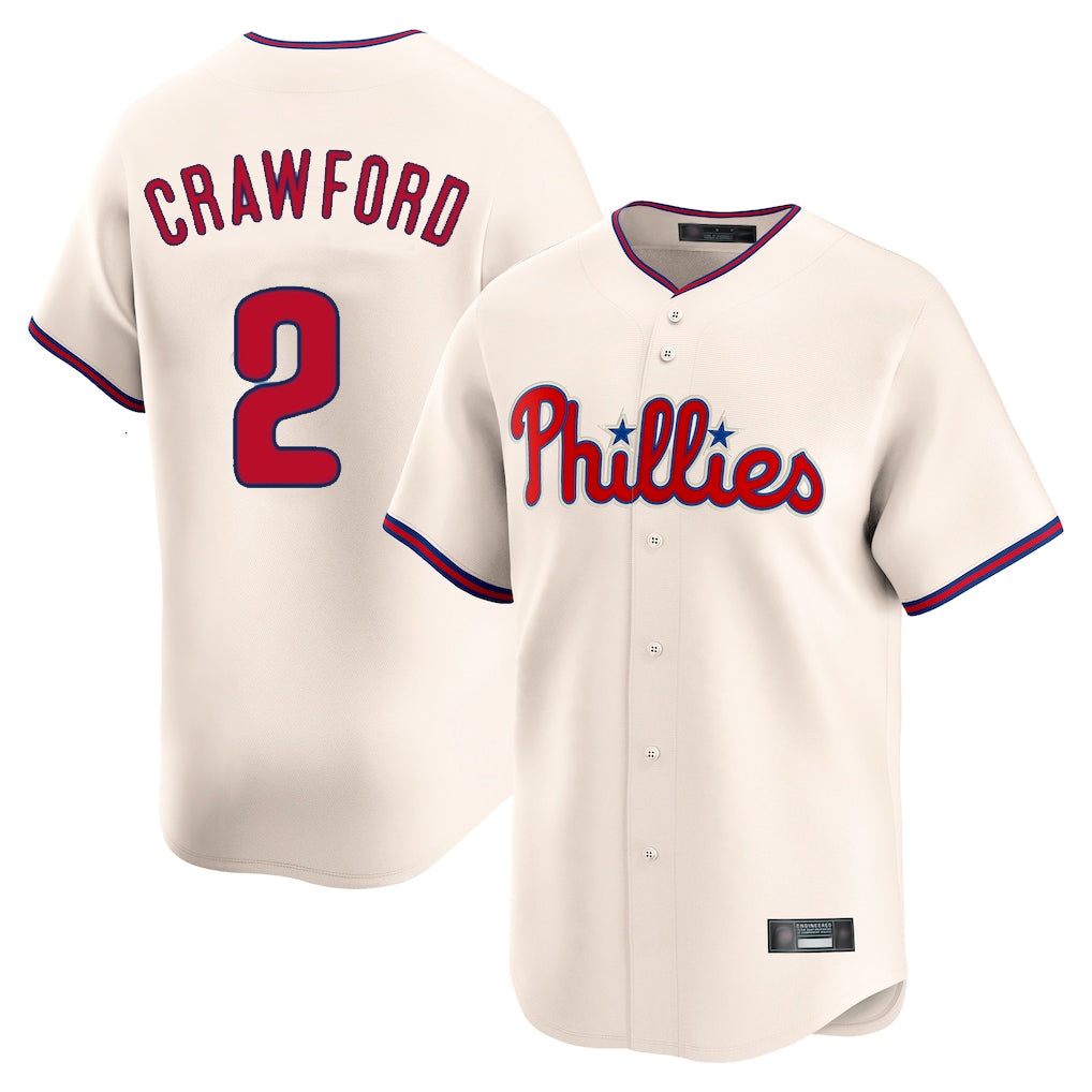 Fenge P.Phillies #2 Justin Crawford Player Cream Home Limited Stitched Jerseys