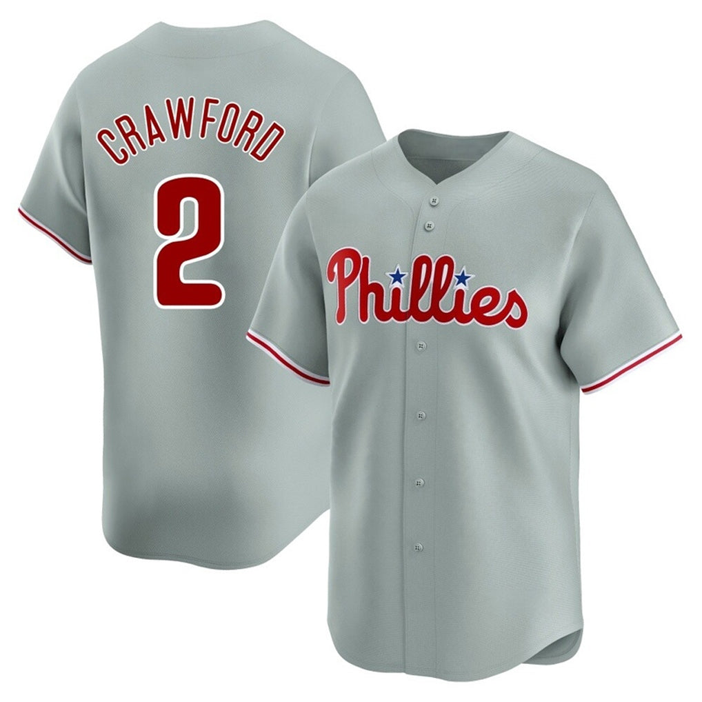 Fenge P.Phillies #2 Justin Crawford Player Gray Home Limited Stitched Jerseys
