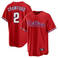 Fenge P.Phillies #2 Justin Crawford Player Red Home Game Stitched Jerseys