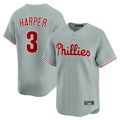 Fenge P.Phillies #3 Bryce Harper Player Gray Home Limited Stitched Jerseys
