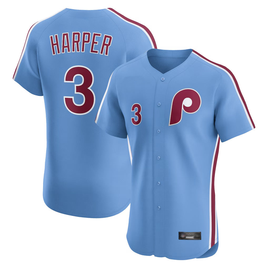 Fenge P.Phillies #3 Bryce Harper Player Light Blue Home Limited Elite Stitched Jerseys