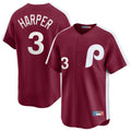 Fenge P.Phillies #3 Bryce Harper Player Red Cooperstown Collection Limited Home Stitched Jerseys