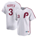 Fenge P.Phillies #3 Bryce Harper Player White Cooperstown Collection Limited Home Stitched Jerseys