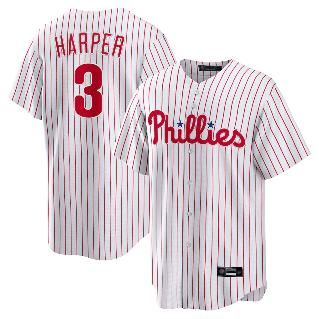 Fenge P.Phillies #3 Bryce Harper Player White Home Game Stitched Jerseys