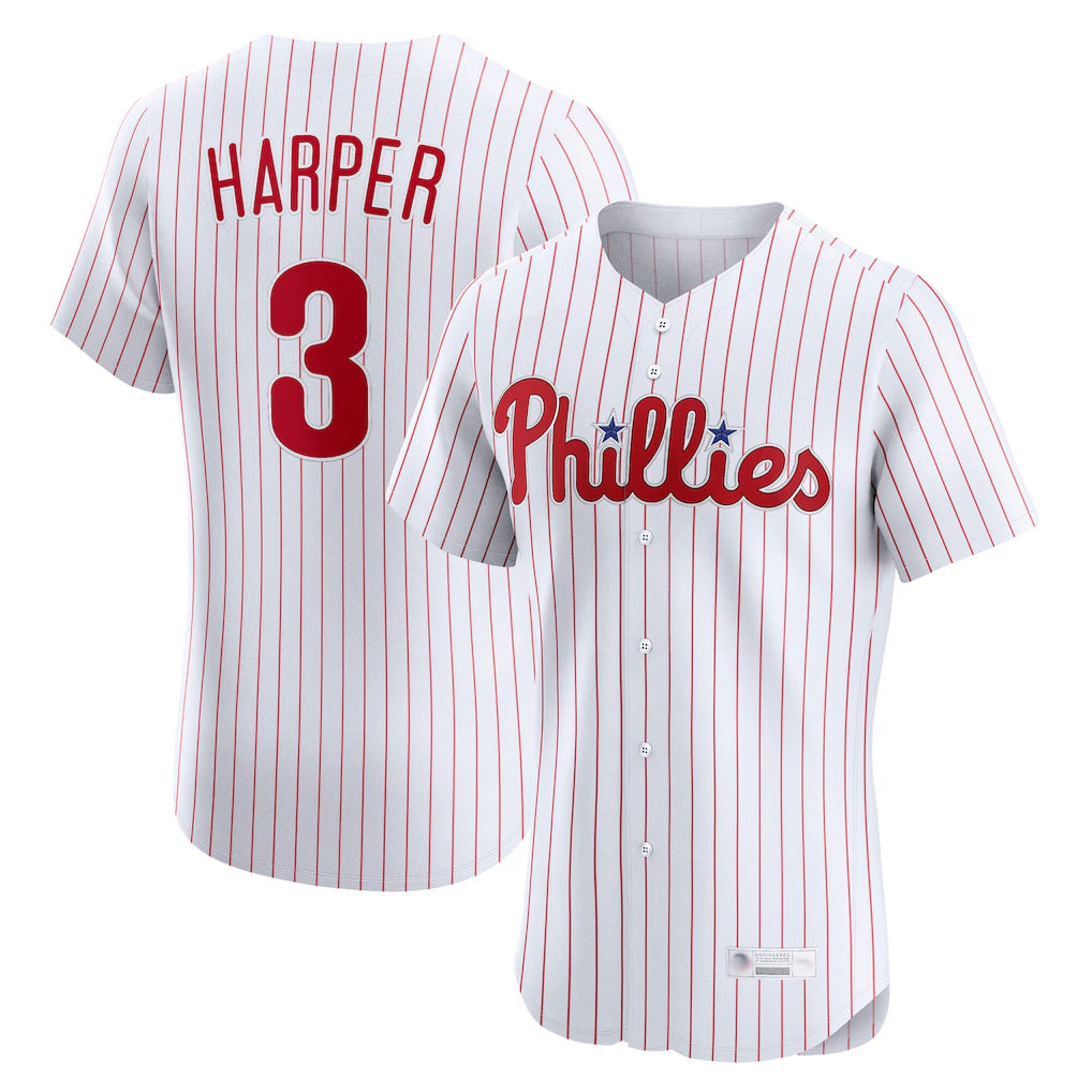 Fenge P.Phillies #3 Bryce Harper Player White Home Limited Elite Stitched Jerseys