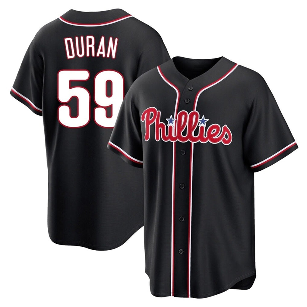 Fenge P.Phillies #59 Jhoan Duran Player Black Fashion Out Home Game Stitched Jerseys
