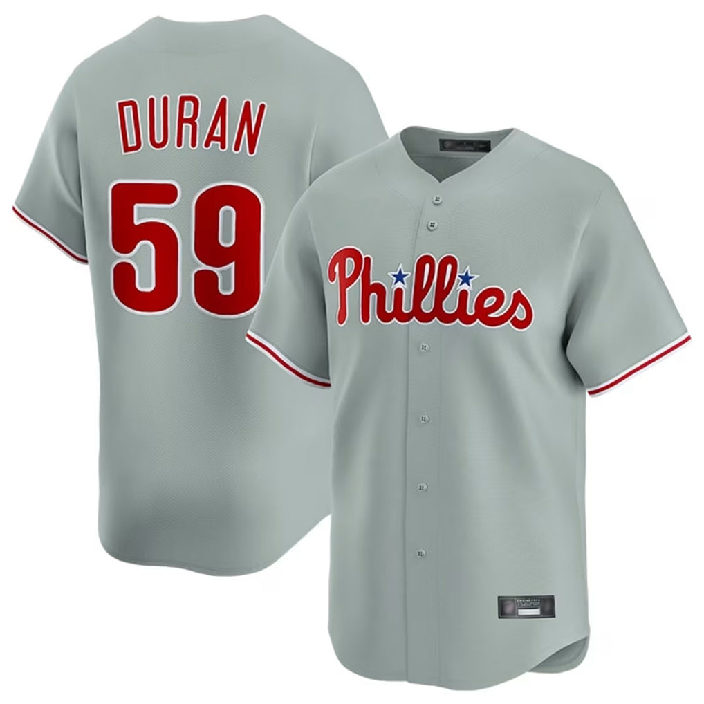 Fenge P.Phillies #59 Jhoan Duran Player Gray Home Limited Stitched Jerseys