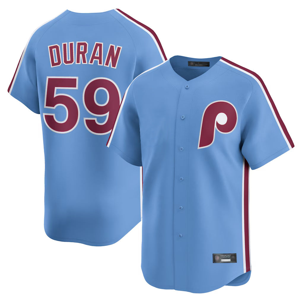 Fenge P.Phillies #59 Jhoan Duran Player Light Blue Home Game Stitched Jerseys