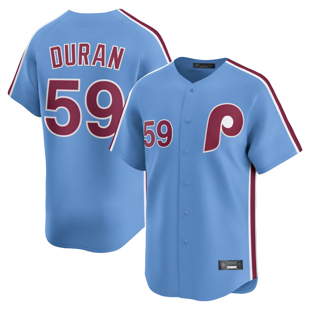 Fenge P.Phillies #59 Jhoan Duran Player Light Blue Home Limited Stitched Jerseys