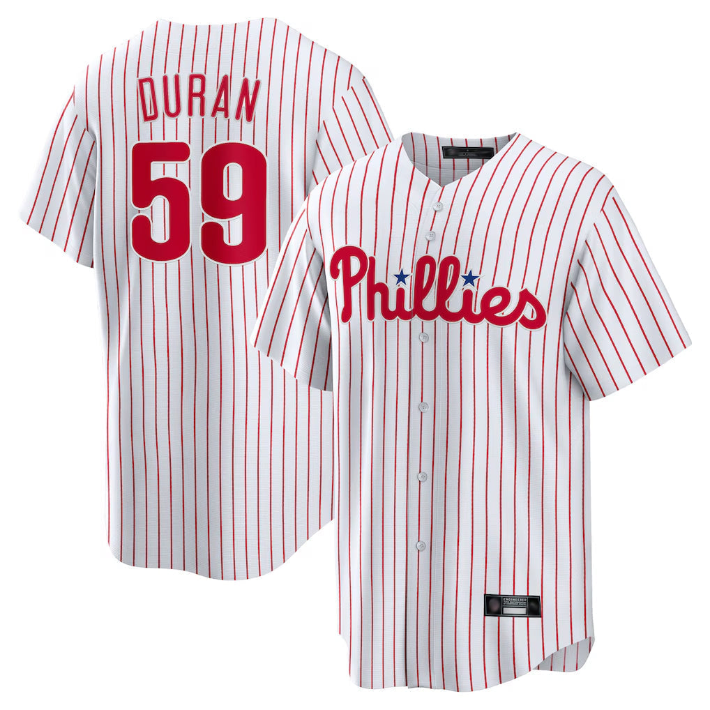 Fenge P.Phillies #59 Jhoan Duran Player White Home Game Stitched Jerseys