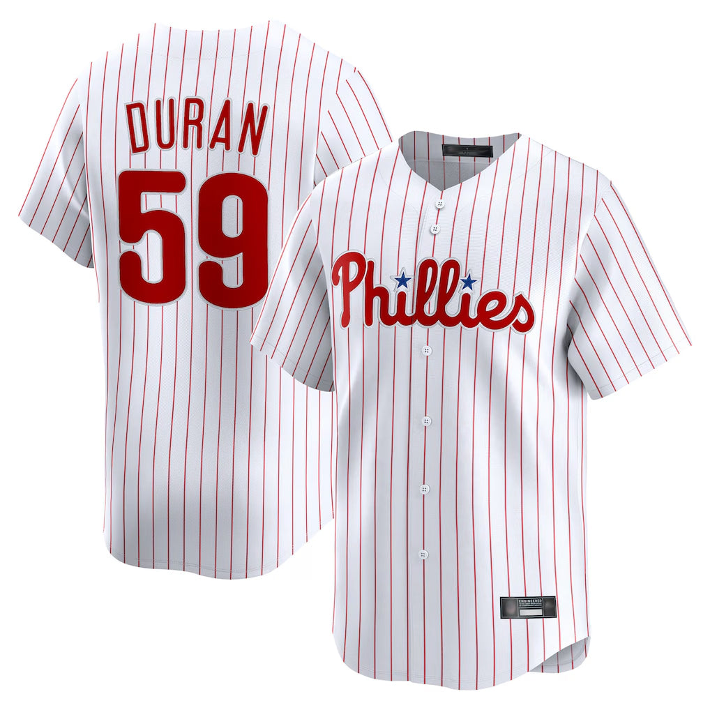Fenge P.Phillies #59 Jhoan Duran Player White Home Limited Stitched Jerseys