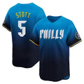 Fenge P.Phillies #5 Bryson Stott Player Blue City Connect Home Limited Stitched Jerseys