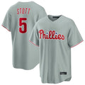 Fenge P.Phillies #5 Bryson Stott Player Gray Home Game Stitched Jerseys