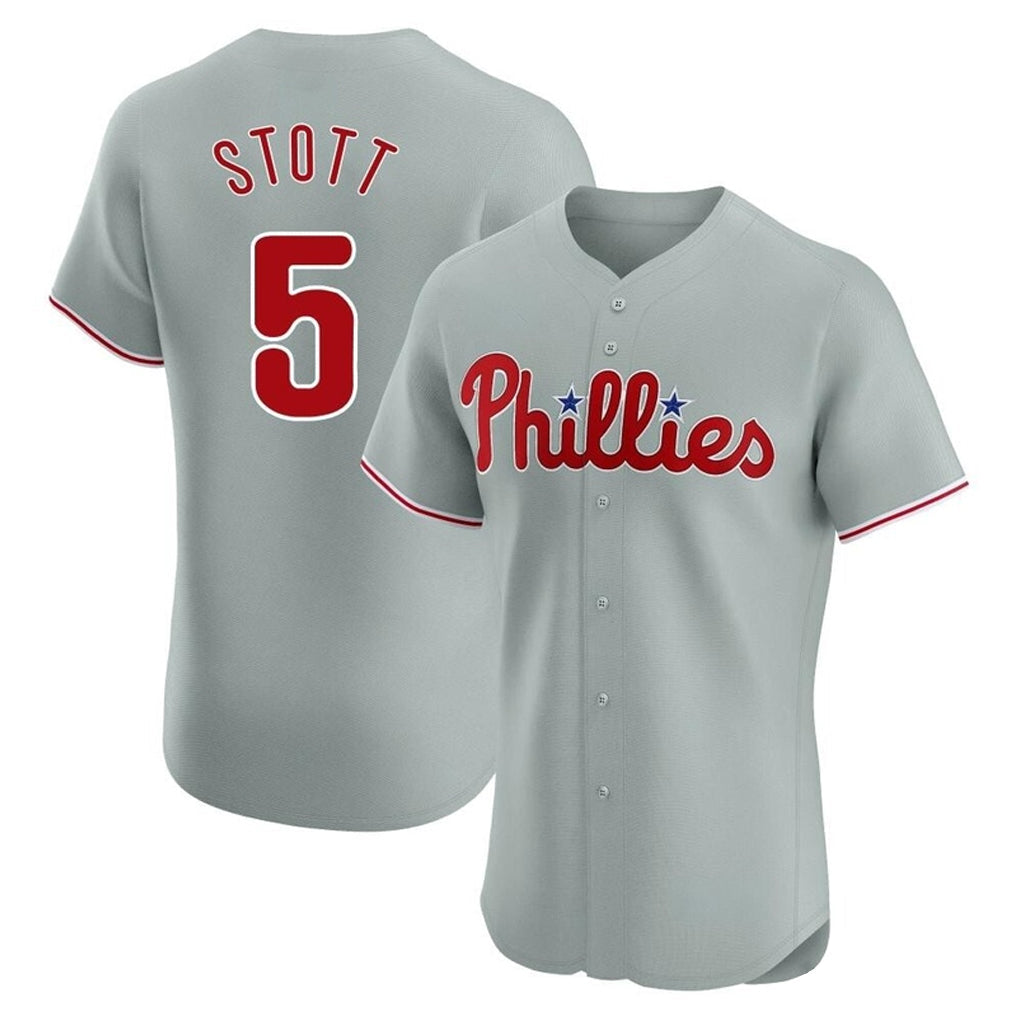 Fenge P.Phillies #5 Bryson Stott Player Gray Home Limited Elite Stitched Jerseys