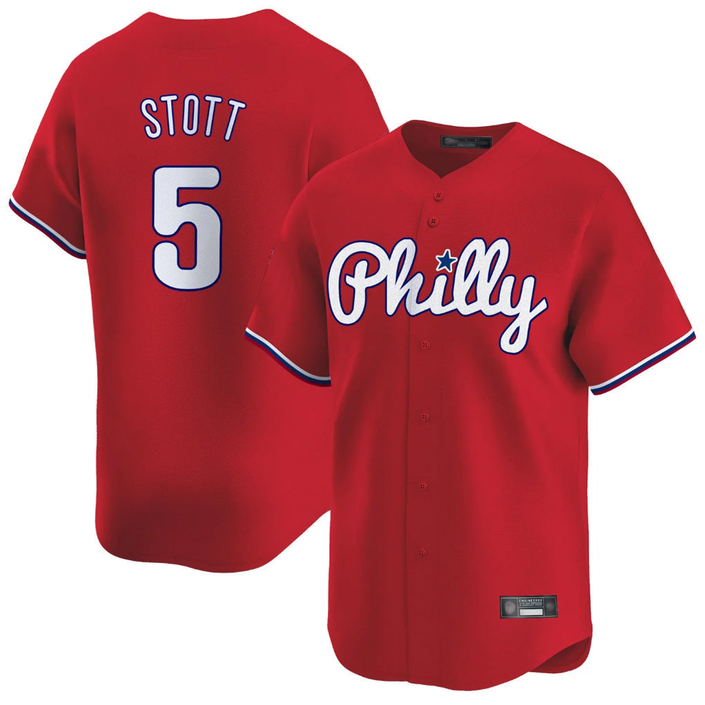 Fenge P.Phillies #5 Bryson Stott Player Red Home Limited Stitched Jerseys