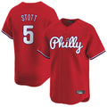 Fenge P.Phillies #5 Bryson Stott Player Red Home Limited Stitched Jerseys