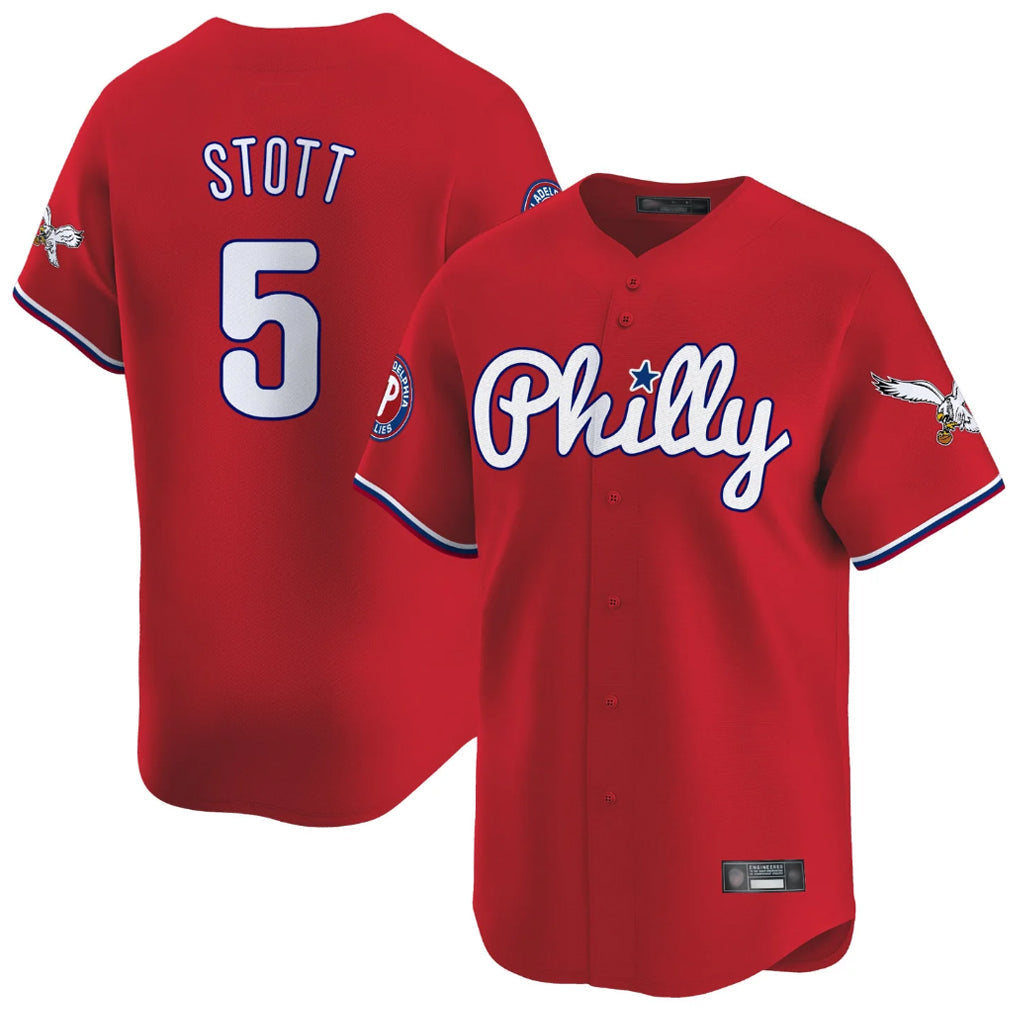 Fenge P.Phillies #5 Bryson Stott Player Red Phillies & Eagles Vapor Premier Limited Stitched Jerseys