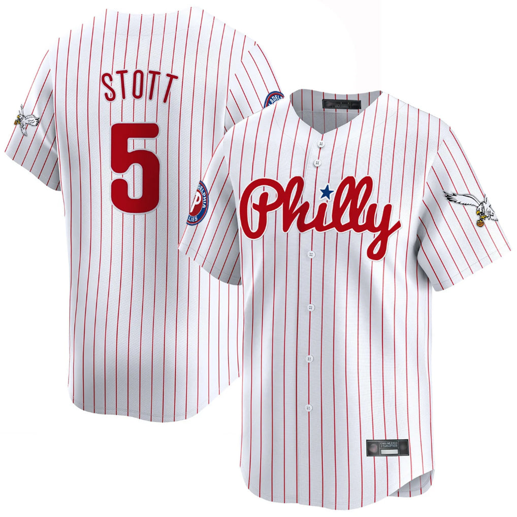 Fenge P.Phillies #5 Bryson Stott Player White Pinstripe Phillies & Eagles Vapor Premier Limited Stitched Jerseys