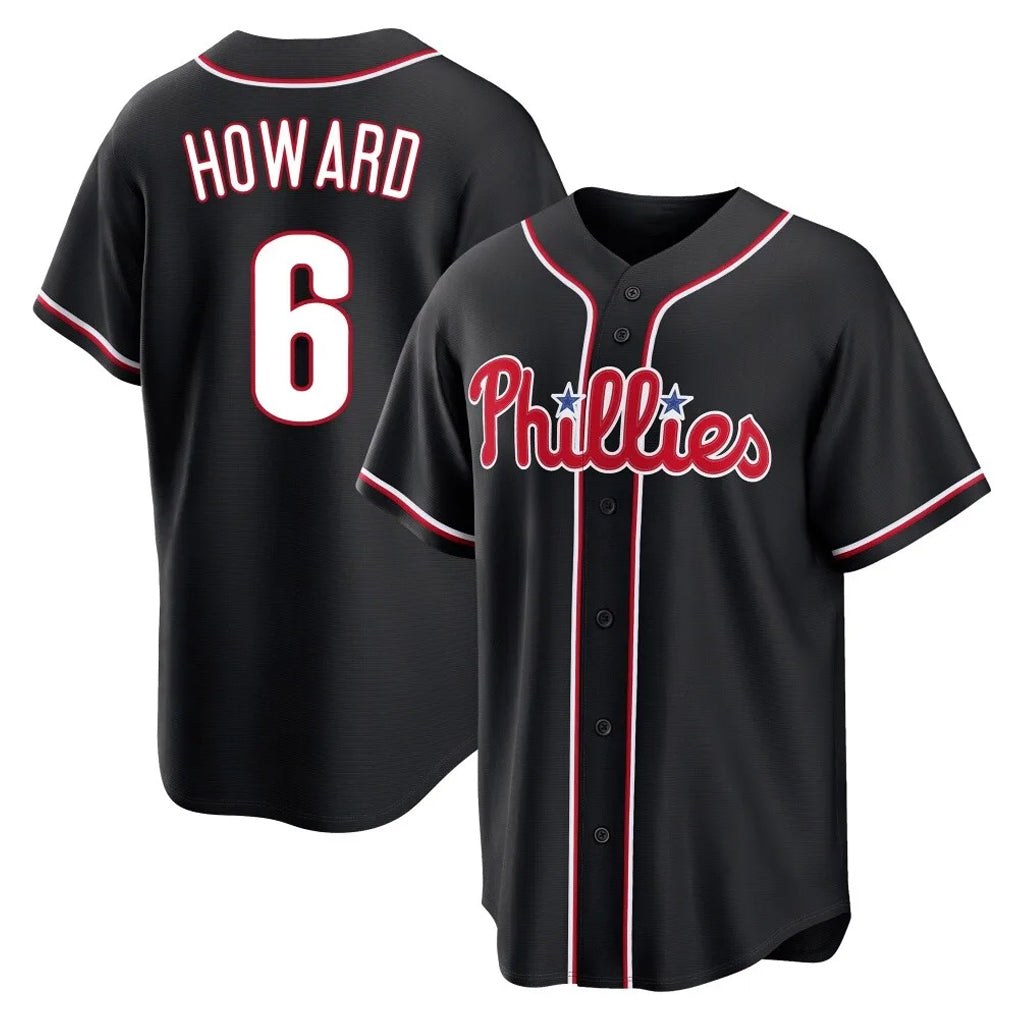 Fenge P.Phillies #6 Ryan Howard Player Black Fashion Out Home Game Stitched Jerseys