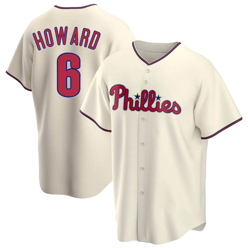 Fenge P.Phillies #6 Ryan Howardr Player Cream Home Game Stitched Jerseys