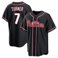 Fenge P.Phillies #7 Trea Turner Player Black Fashion Out Home Game Stitched Jerseys