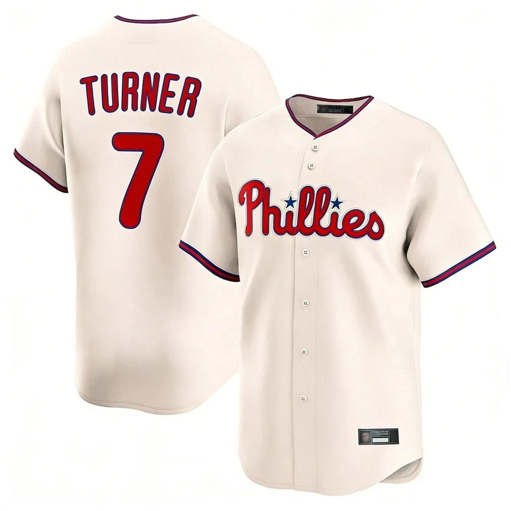 Fenge P.Phillies #7 Trea Turner Player Cream Home Limited Stitched Jerseys