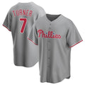 Fenge P.Phillies #7 Trea Turner Player Gray Home Game Stitched Jerseys