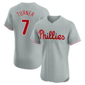 Fenge P.Phillies #7 Trea Turner Player Gray Home Limited Elite Stitched Jerseys