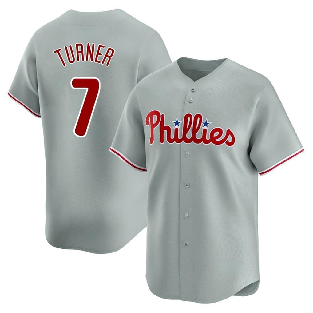 Fenge P.Phillies #7 Trea Turner Player Gray Home Limited Stitched Jerseys