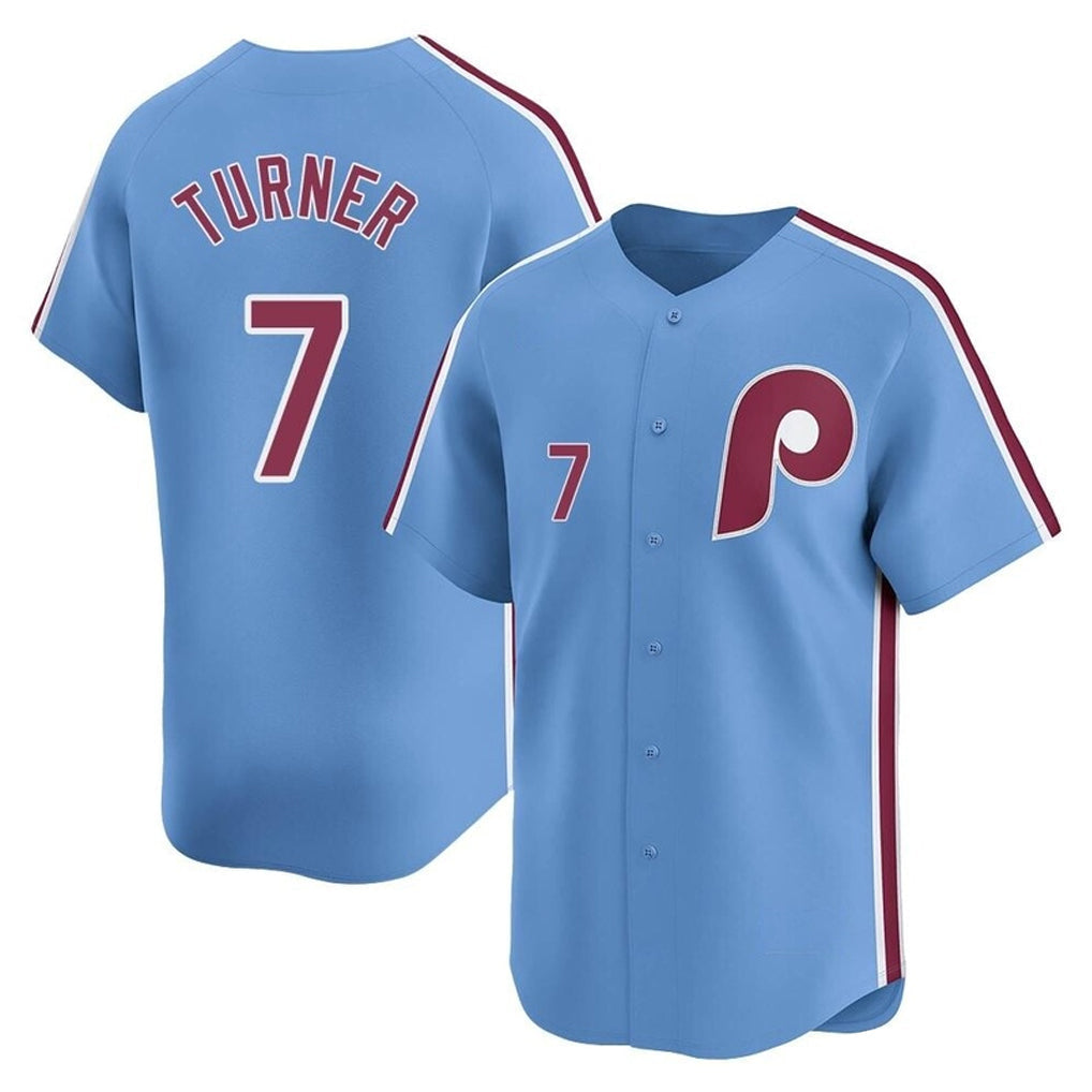 Fenge P.Phillies #7 Trea Turner Player Light Blue Home Limited Stitched Jerseys