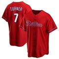 Fenge P.Phillies #7 Trea Turner Player Red Home Game Stitched Jerseys