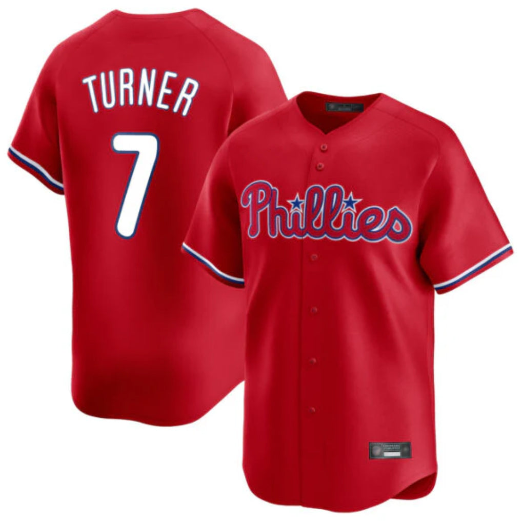Fenge P.Phillies #7 Trea Turner Player Red Home Limited Stitched Jerseys