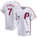 Fenge P.Phillies #7 Trea Turner Player White Cooperstown Collection Limited Home Stitched Jerseys